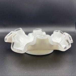 Vintage Fenton Silver Crest Ruffled Candy Dish.